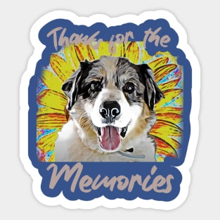 Thanks for the Memories (cute pooch, yellow flower) Sticker